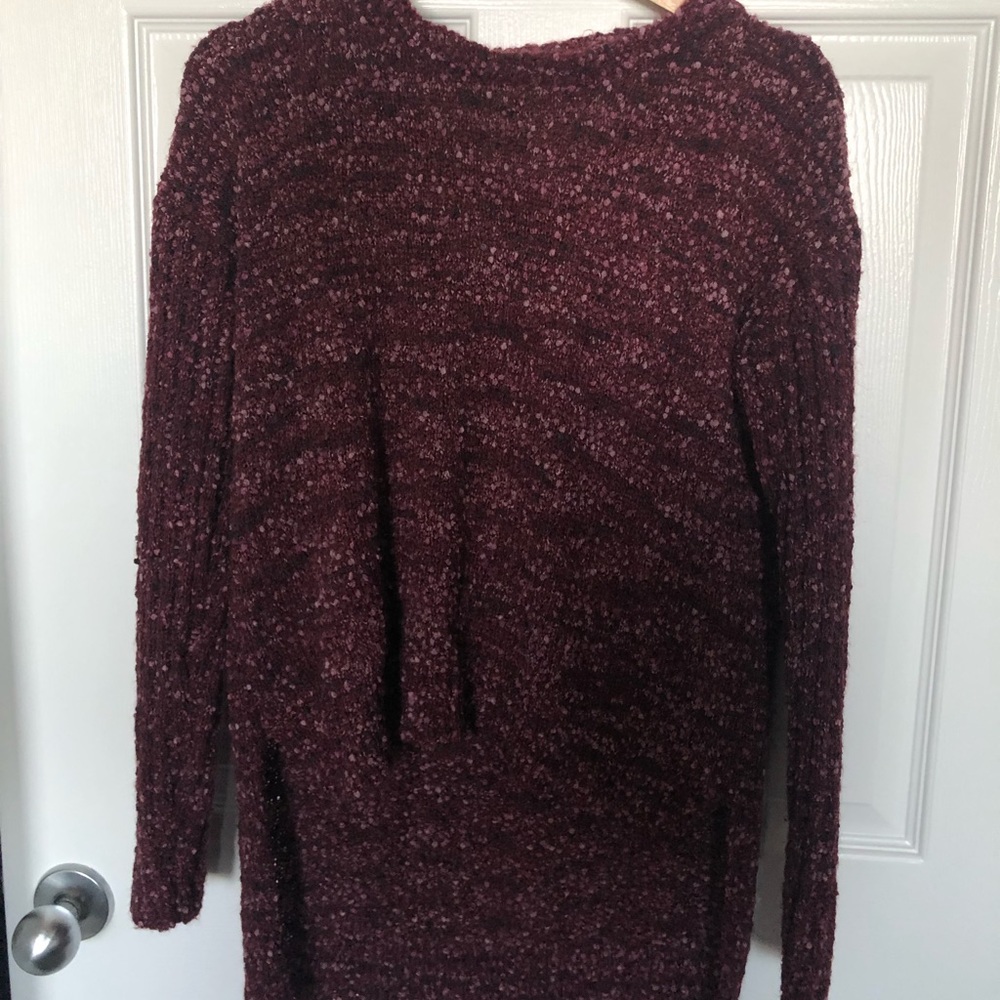 Target fuzzy sweater with half open back